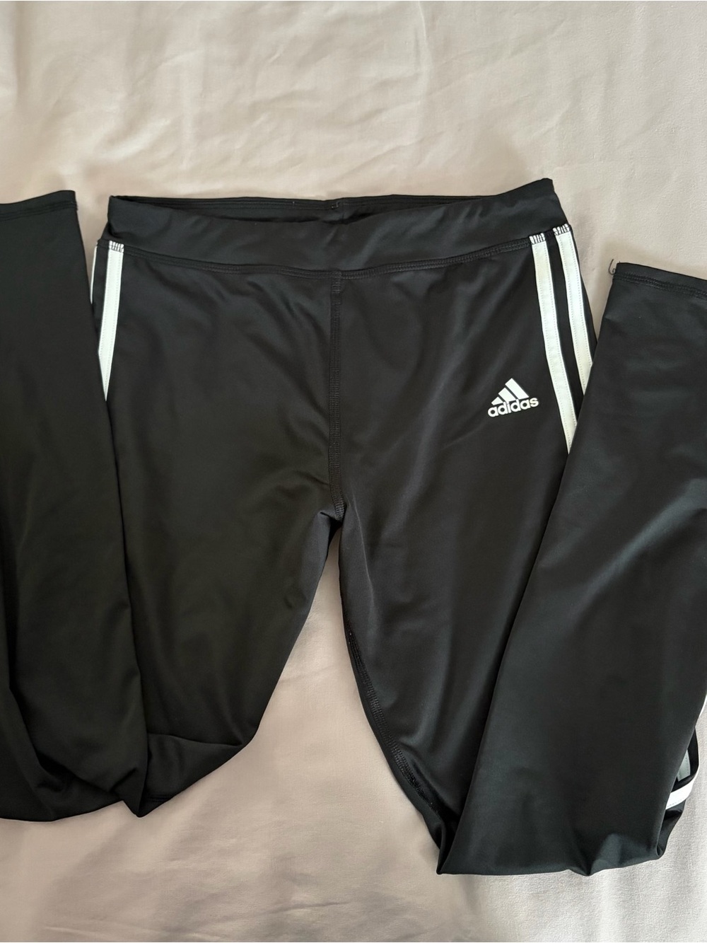 adidas Black Leggings with White Side Stripes - Kids